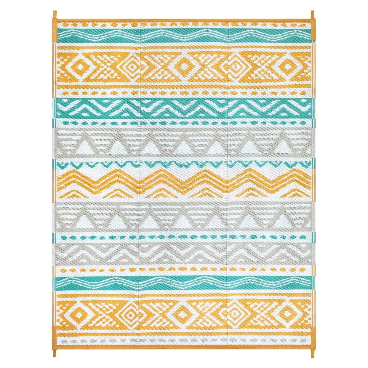 Amoret Waterproof Reversible Colorful Blue/Yellow Outdoor Rug