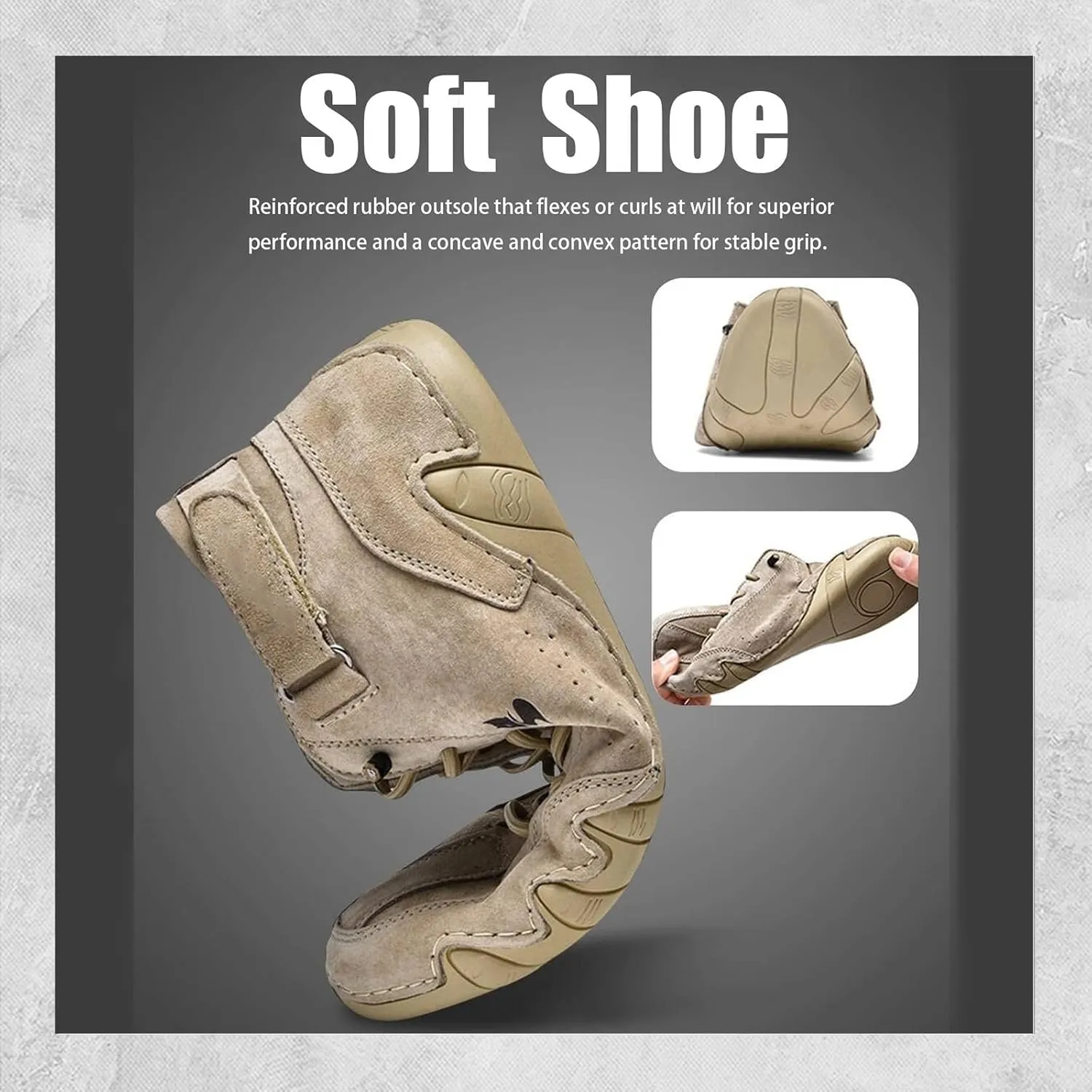 Italian Handmade Suede High Boots, Beck Shoes Men Waterproof Suede Casual Sneakers Outdoor Non-Slip Breathable Barefoot Ankle Boots for Hiking, Driving(Khaki,US 6.5)