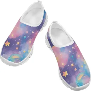 Kid Running Shoe Boy Lightweight Slip On Walking Sneakers Breathable Anti-Skid Athletic Workout Loafers for Camping Size 11-15 White Sole