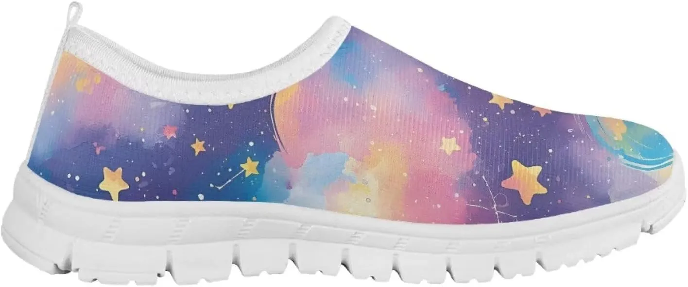 Kid Running Shoe Boy Lightweight Slip On Walking Sneakers Breathable Anti-Skid Athletic Workout Loafers for Camping Size 11-15 White Sole