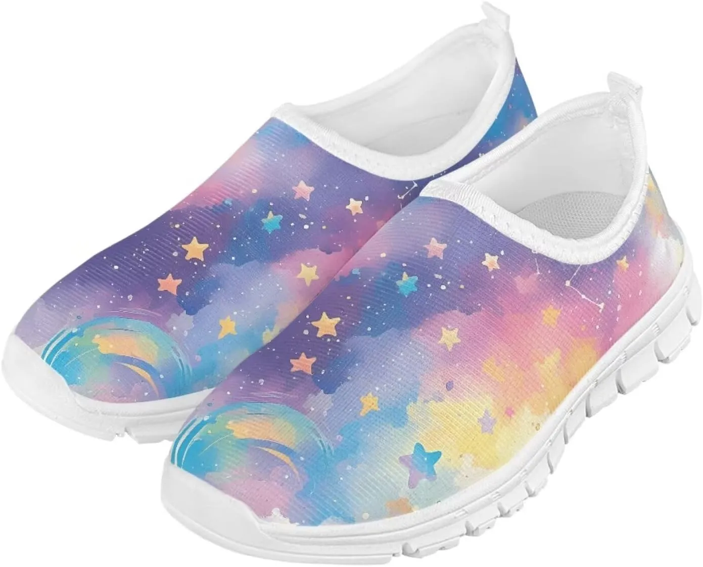 Kid Running Shoe Boy Lightweight Slip On Walking Sneakers Breathable Anti-Skid Athletic Workout Loafers for Camping Size 11-15 White Sole
