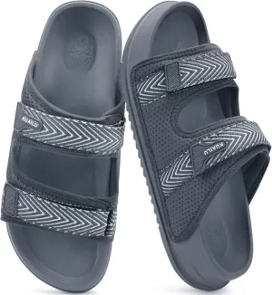 KuaiLu Mens Casual Sandals Comfortable Orthopedic Arch Support Plantar Fasciitis Summer Beach Sport Walking Shoes Waterproof Memory Foam Cushion Slides Slip On Slippers Wide Indoor Outdoor Grey Size 9