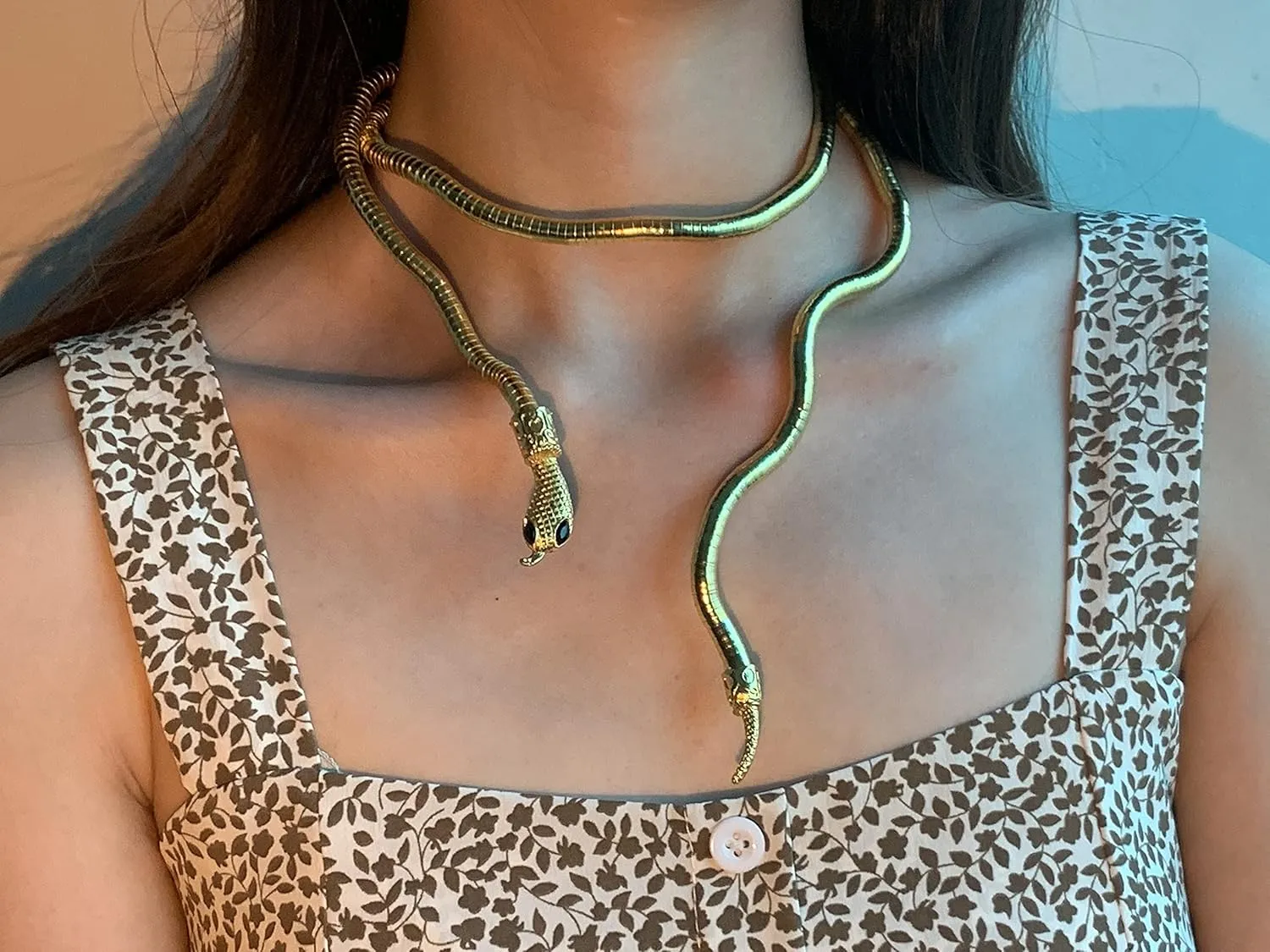 LAKIYOYO Bendable Snake Bracelet for Women Adjustable Punk Snake Choker - Flexible Multi-Purpose Medusa Necklace Hollween Jewelry