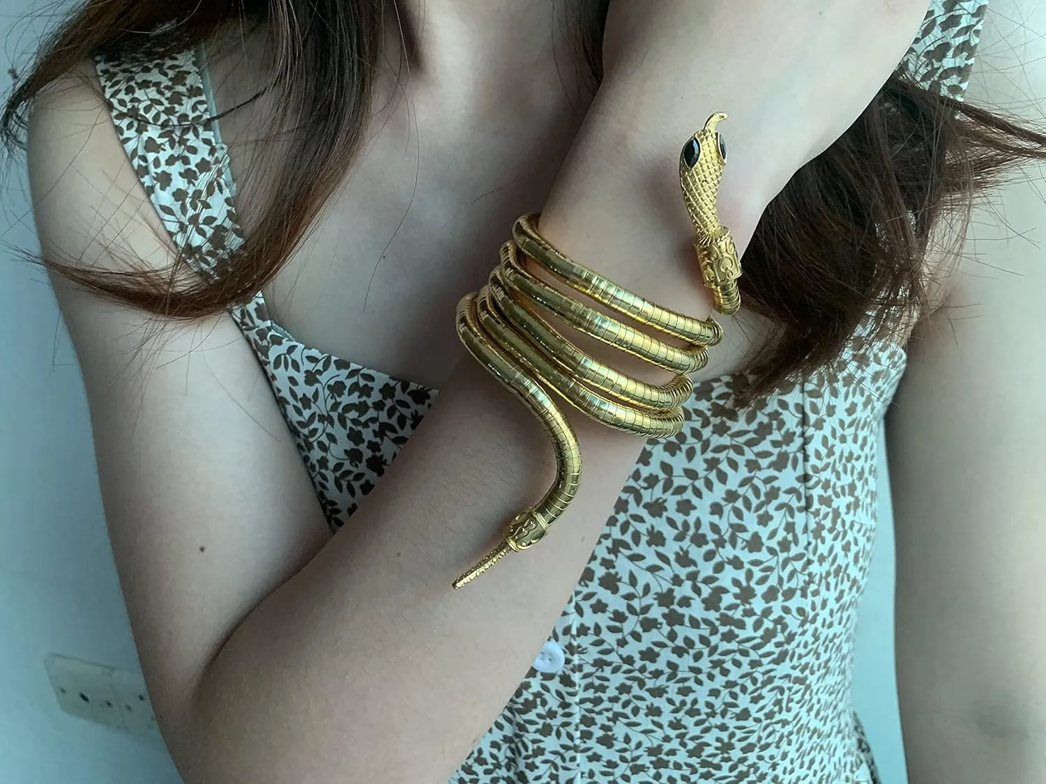 LAKIYOYO Bendable Snake Bracelet for Women Adjustable Punk Snake Choker - Flexible Multi-Purpose Medusa Necklace Hollween Jewelry