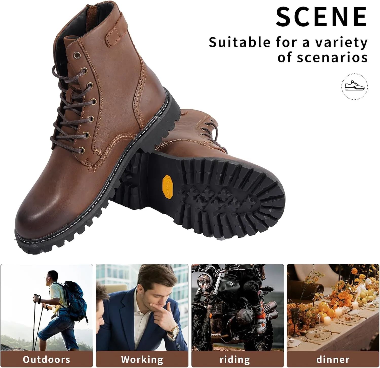 Men's Boots Casual Boots Motorcycle Vintage Zipper Chukka Boots for Men