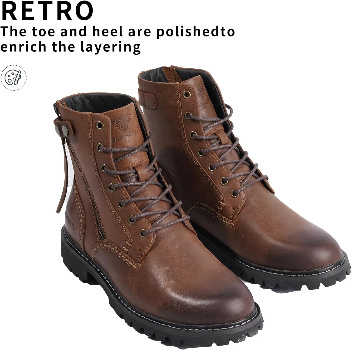 Men's Boots Casual Boots Motorcycle Vintage Zipper Chukka Boots for Men