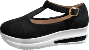 Sandals Women Fashion Thick Sole Elastic Cushion Ankle Strap Buckle Sandals Comfortable Outdoor Womens Sandals