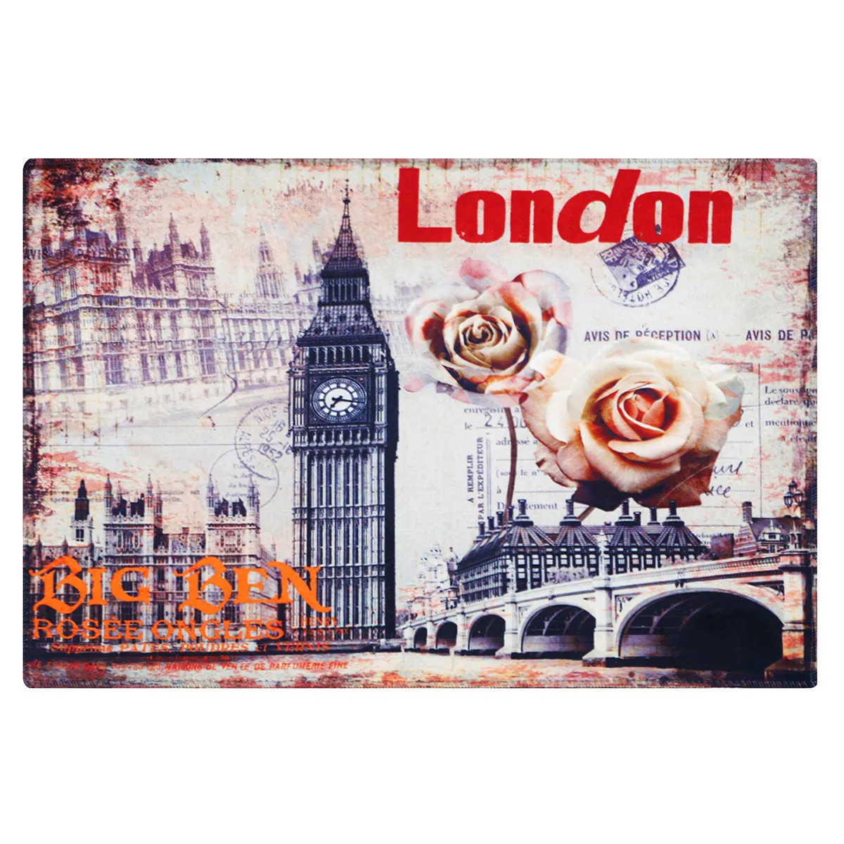 Story@Home 5 Units Premium Fabric London Aqua Doormat - Multicolor - 60 cm X 40 cm