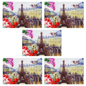 Story@Home 5 Units Premium Fabric Paris Aqua Doormat - Multicolor - 60 cm X 40 cm