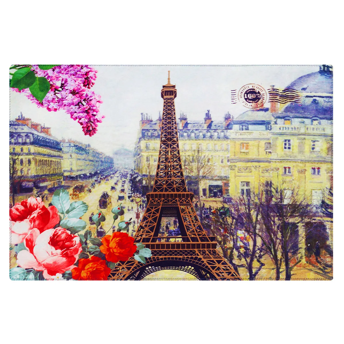 Story@Home 5 Units Premium Fabric Paris Aqua Doormat - Multicolor - 60 cm X 40 cm