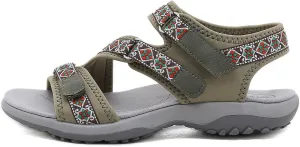 Women's Sport Athletic Sandals Outdoor Hiking Sandals Athletic Open Toe Sandal with Arch Support Summer Flat Hook and Loop Strap Walking Shoes Golf Sandal